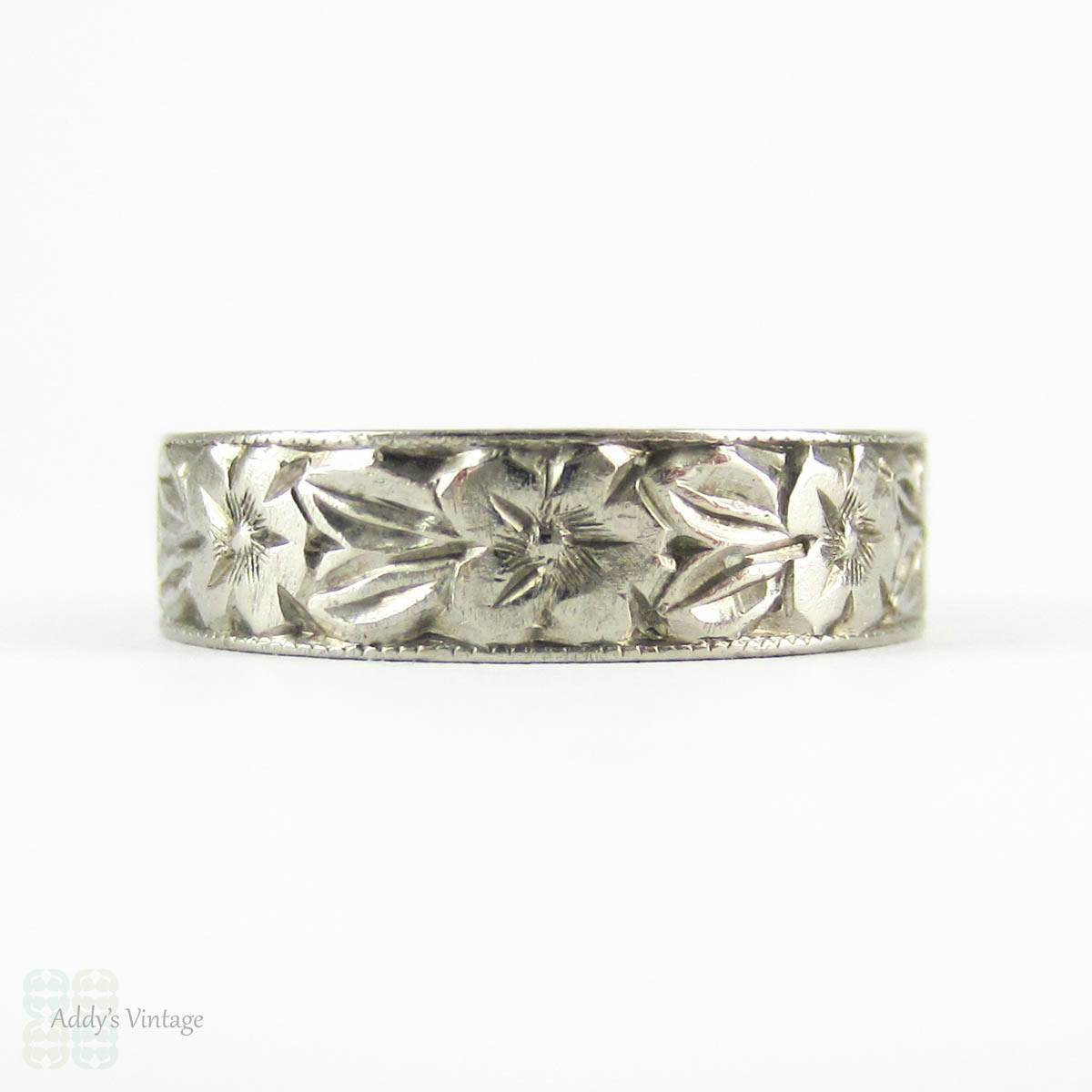Vintage Floral Wedding Ring, Hand Engraved Orange Blossom ...