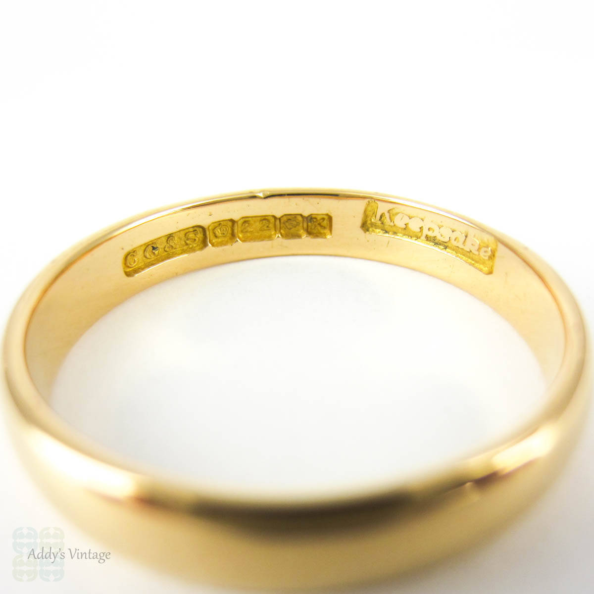 1950s 22 Carat Gold Wedding Ring. Traditional D Shape ...