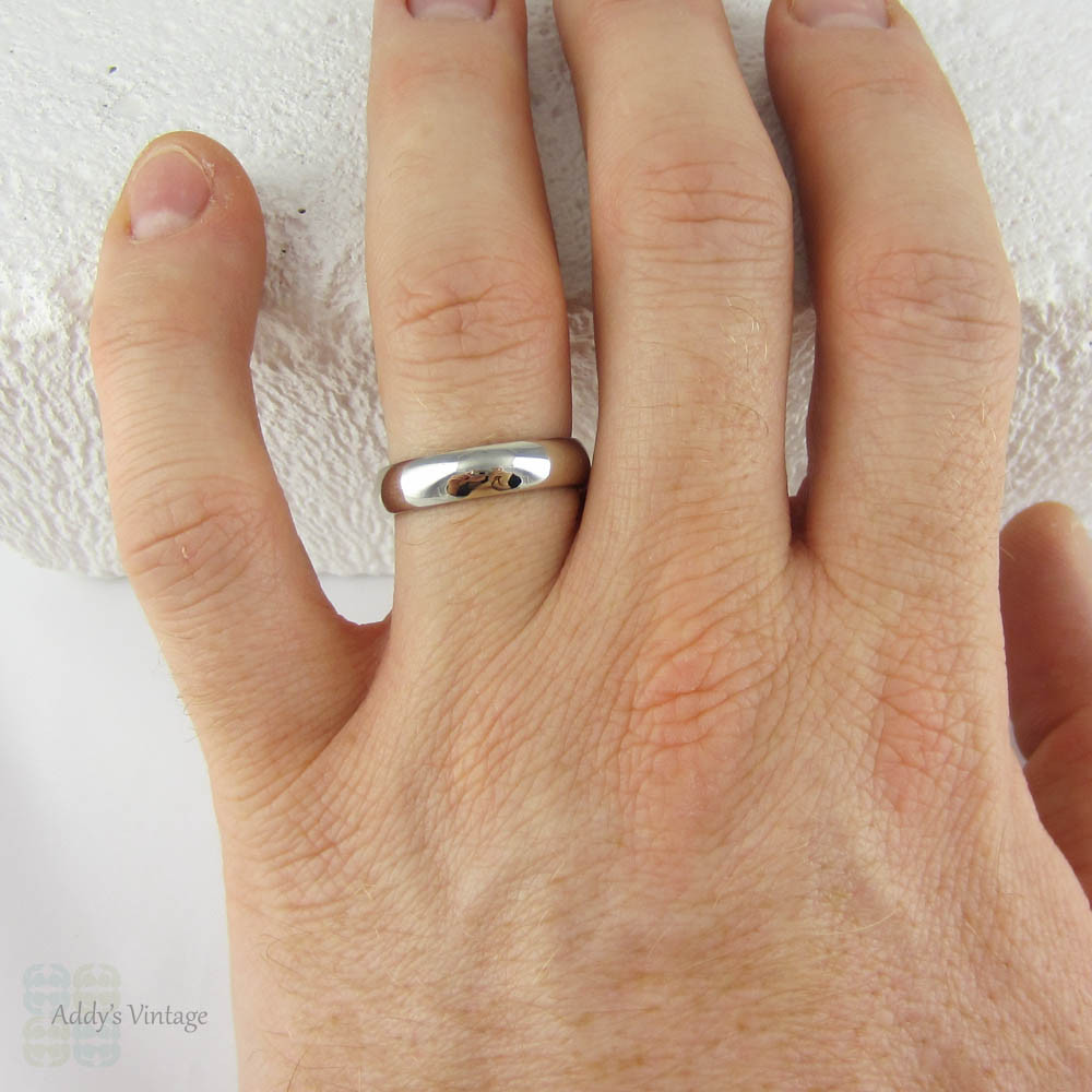 Men S Platinum Wedding Ring 5 Mm Wide Court Comfort Fit Image 6