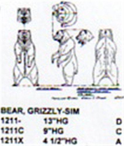 Grizzly Bear Standing-Hind Legs 4 1/2" High Carving Pattern