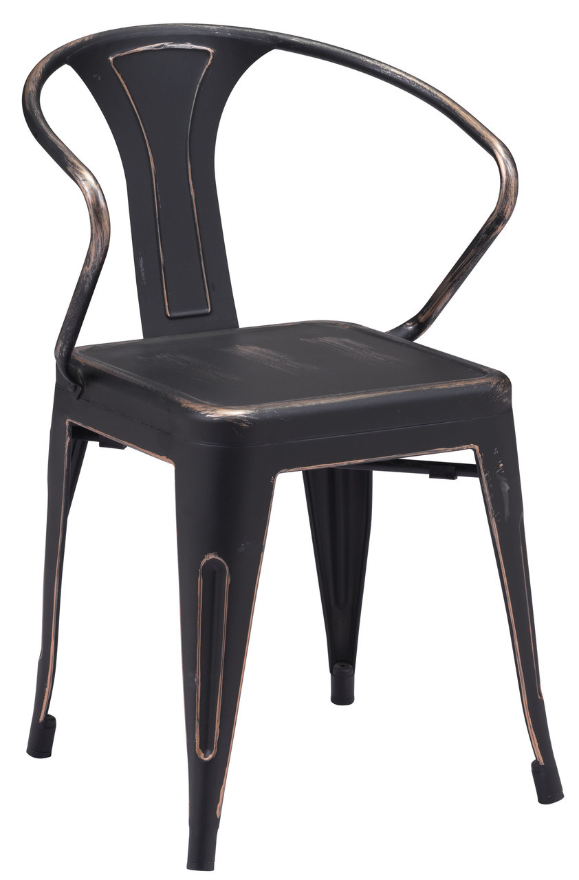 ZUO HELIX CHAIR ANTIQUE RUSTIC BLACK FINISH - RUSTIC SIDE DINING CHAIRS Helix Dining Chair Antique Black Gold - ZUO HELIX CHAIR ANTIQUE RUSTIC BLACK FINISH - RUSTIC SIDE DINING CHAIRS