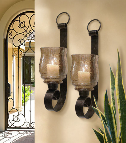 2 Tuscan Farmhouse Antique Wall Sconces (Set of 2) - BellaSoleil.com
