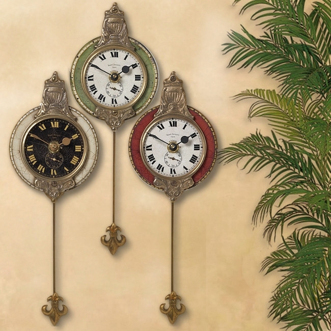 Fleur De Lis Pendulum Wall Clocks (Set of 3)