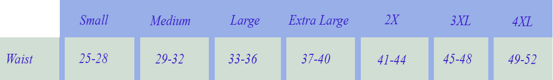 Belly Band Size Chart