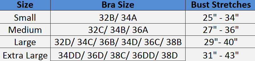Image result for sports bra size chart small medium large