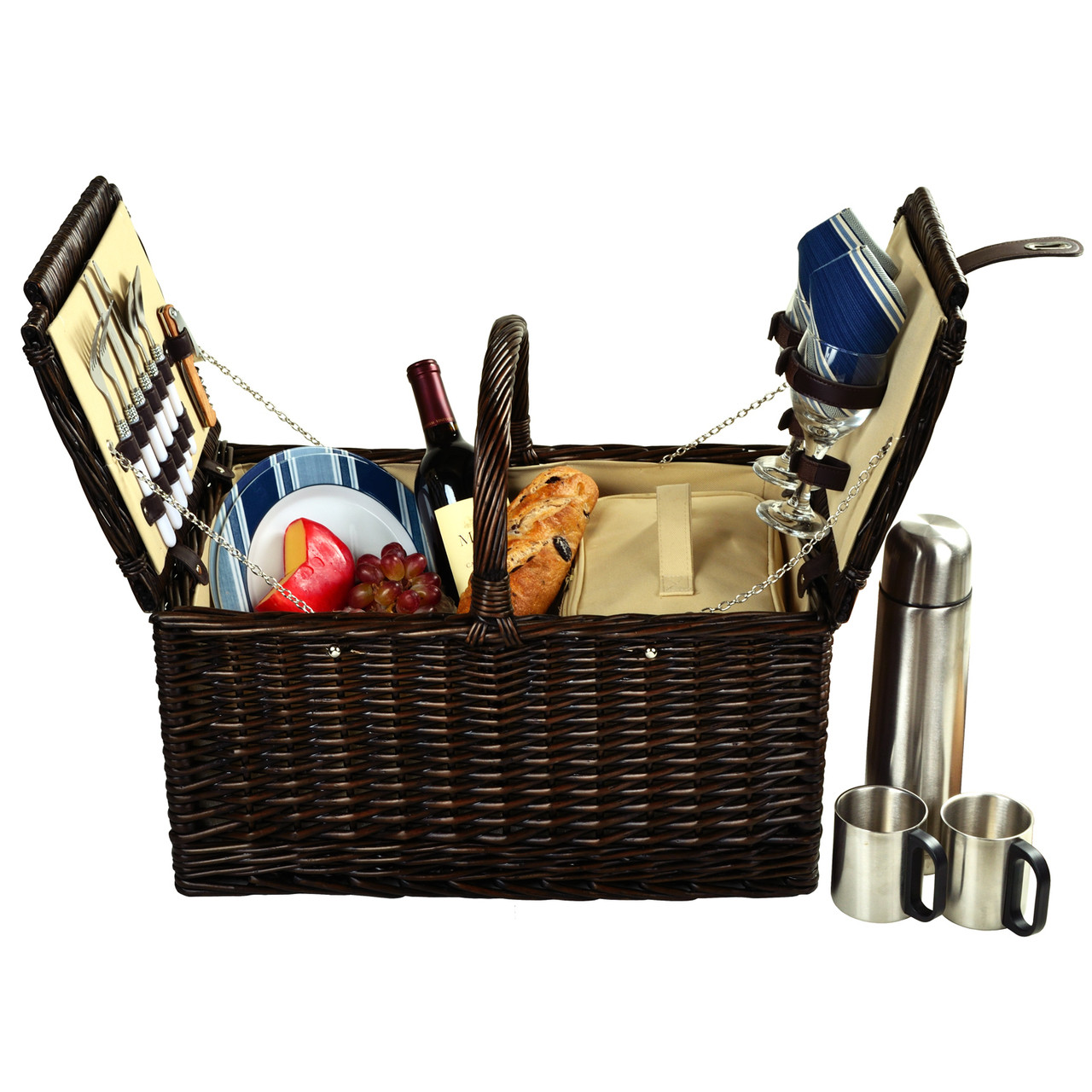 Picnic at Ascot Surrey Willow Picnic Basket with Service for 2 with