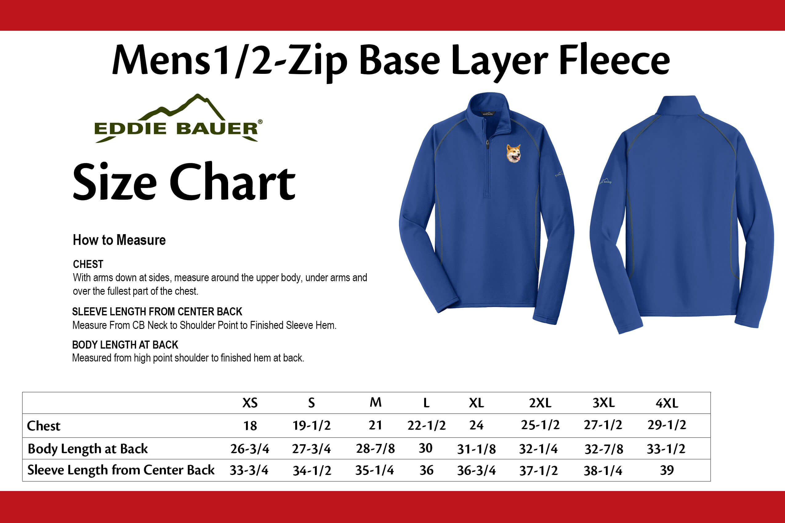 Eddie Bauer Mens Jacket Size Chart