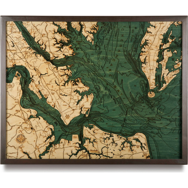 Norfolk VA Wooden Map | Wood Chart 3D Nautical Art