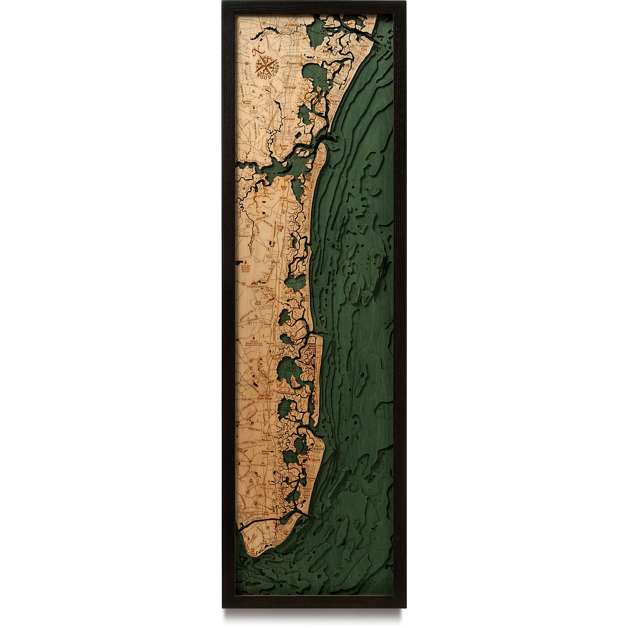 new jersey south shore wooden map art topographic 3d chart nautical charts texas coast