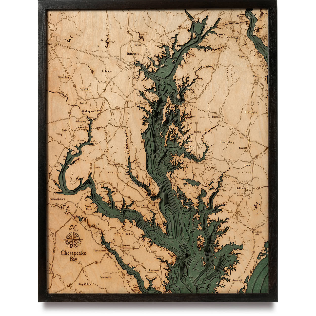 chesapeake bay wooden map art topographic 3d chart kentucky lake charts