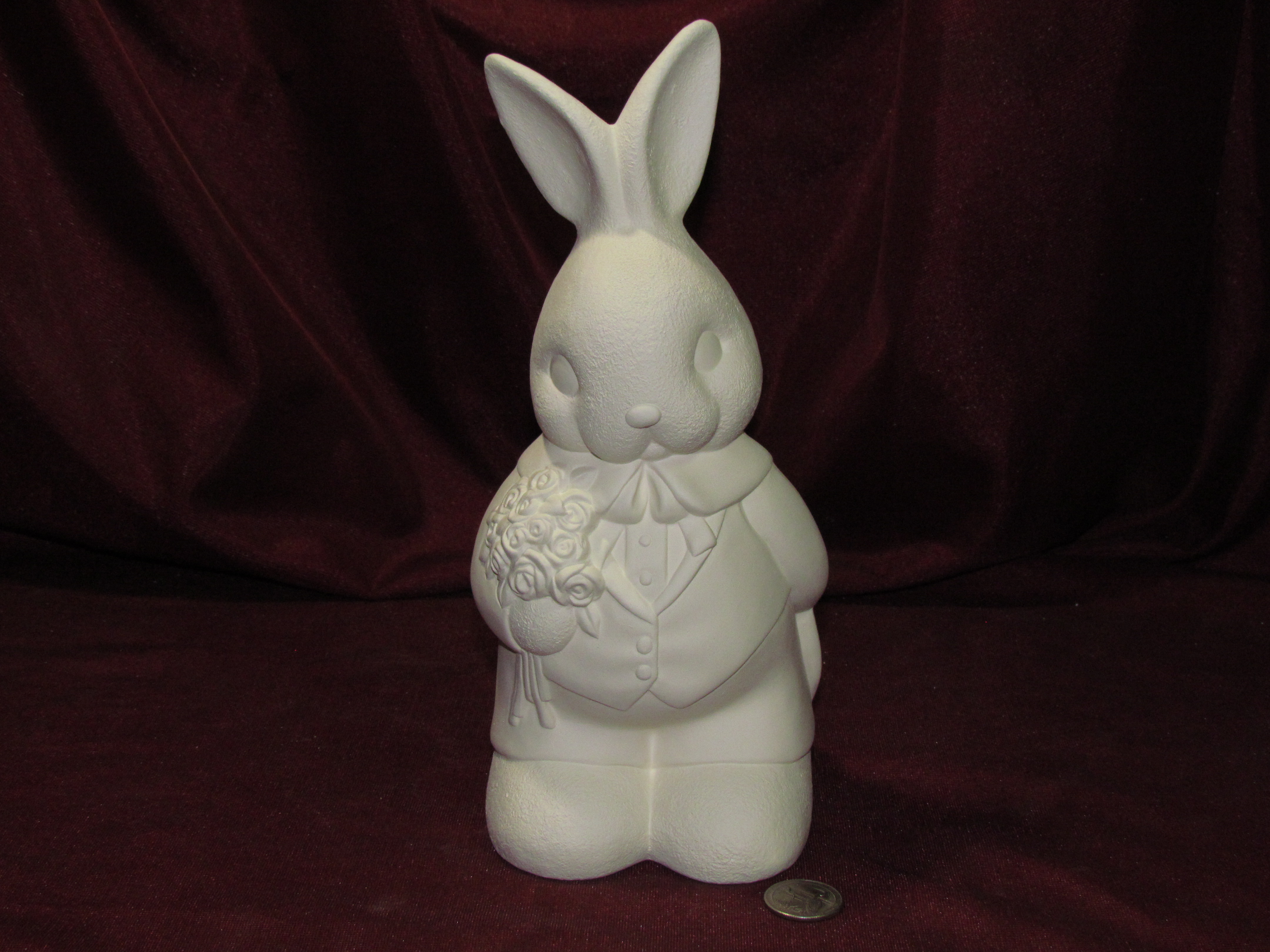 Gnome Sleeping on Bunny Rabbit Ready to Paint Unpainted Ceramic Bisque