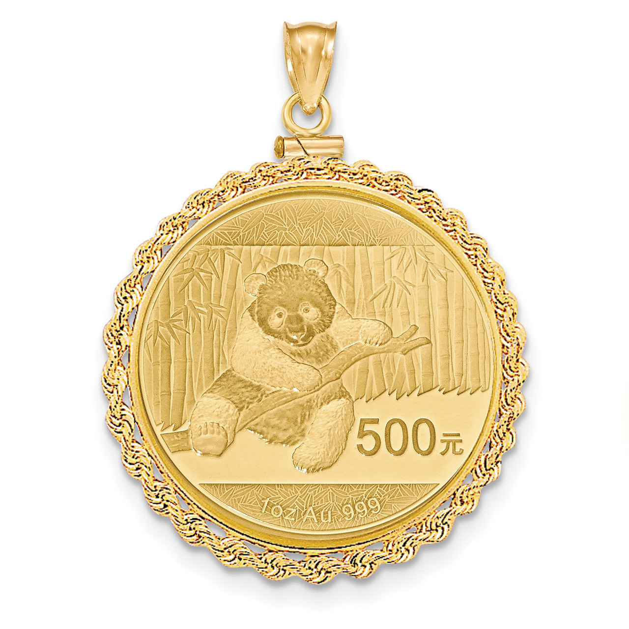 Hand Made Rope Polished Screw Top 1P Bezel with coin 14k Gold BA70/1PC HomeBello