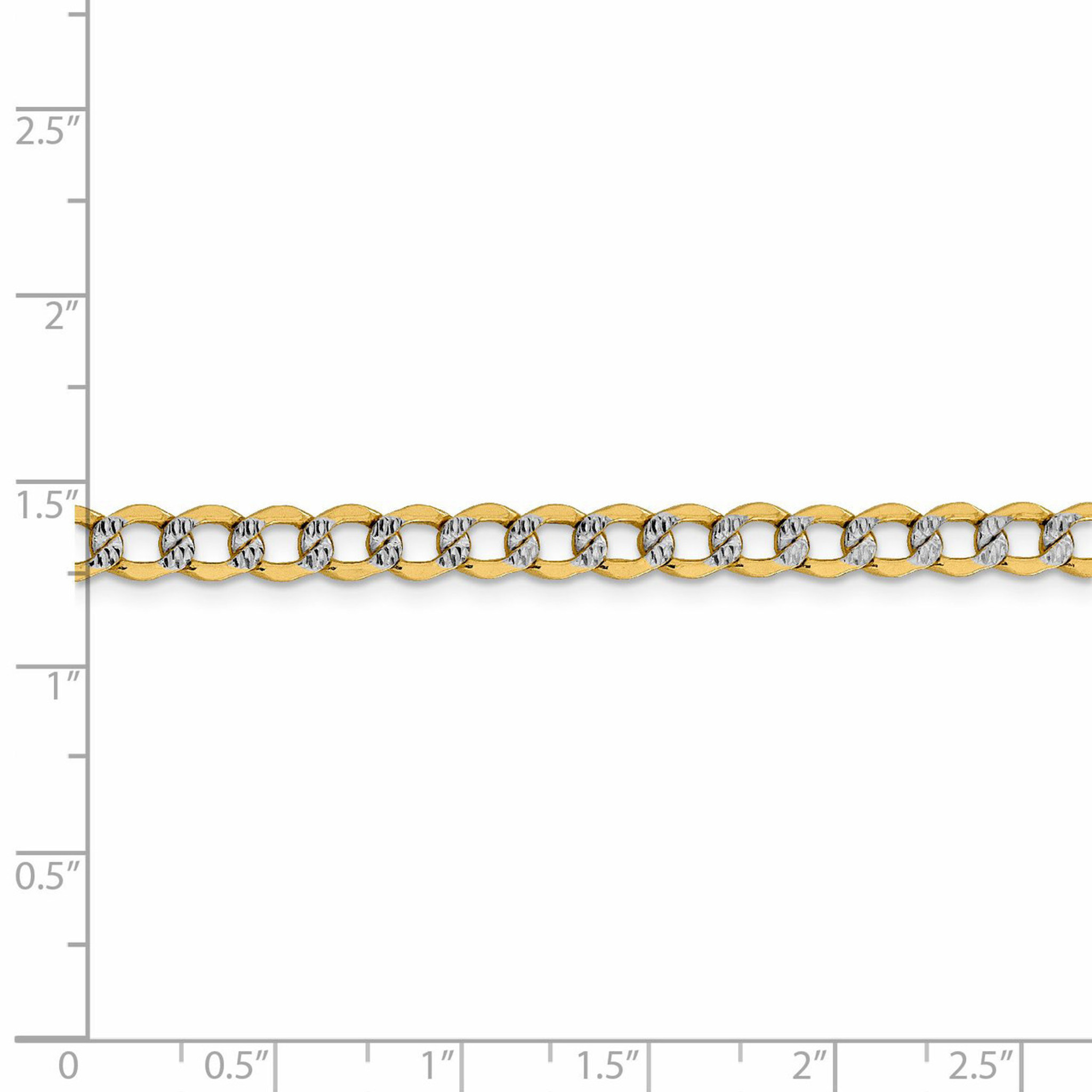 20 Inch 5.2mm Semi-solid Pave Curb Chain 14k Gold & Rhodium PWF120-20
