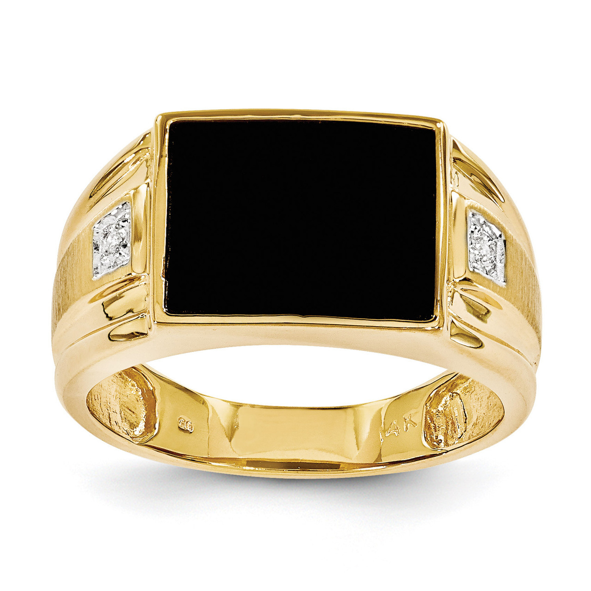 Men's Onyx and Diamond Ring 14k Gold - HomeBello
