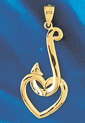 Fishing Hook Pendant Necklace Charm Bracelet in Gold or Silver 1208