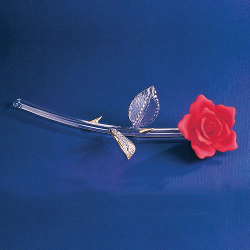 Red Long Stem Rose Glass Figurine GL3763