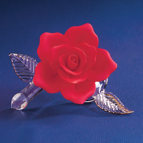 Red Porcelain Rose Glass Figurine GL854