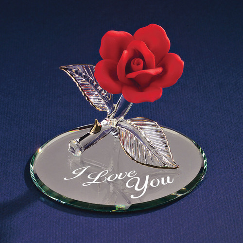 Red Rose I Love You Glass Figurine GP1125