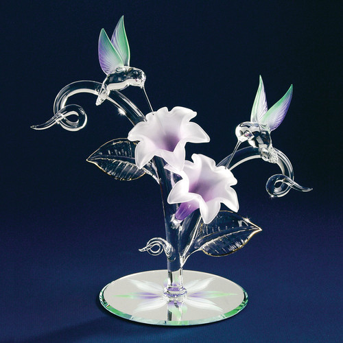 Hummingbirds & Flowers Glass Figurine GP1130