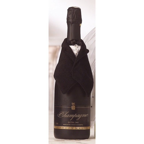 Black Satin Groom Wine Bottle Cover GP6813