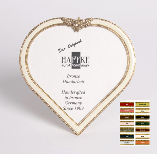 Haffke Bronze Enamel Heart Picture Frame with Rose 3.5 Inch