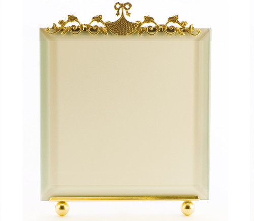 La Paris Basket And Flowers 5 x 5 Inch Brass Picture Frame