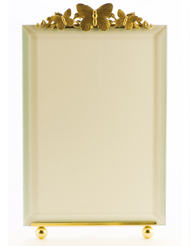 La Paris Butterflies And Scroll 4 x 6 Inch Brass Picture Frame - Vertical