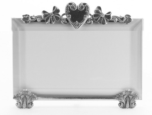 La Paris Heart And Bows 5 x 7 Inch Silver Plated Picture Frame - Horizontal