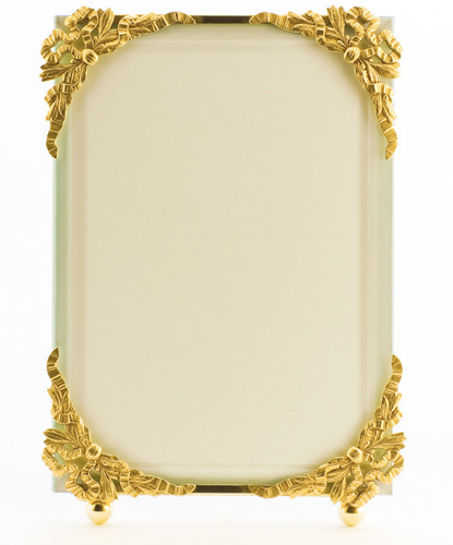 La Paris Ribbon Corners 5 x 7 Inch Brass Picture Frame - Vertical