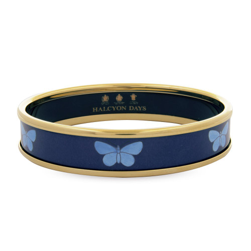 Halcyon Days 1Cm Blue Butterfly On Navy Push On Bangle Medium