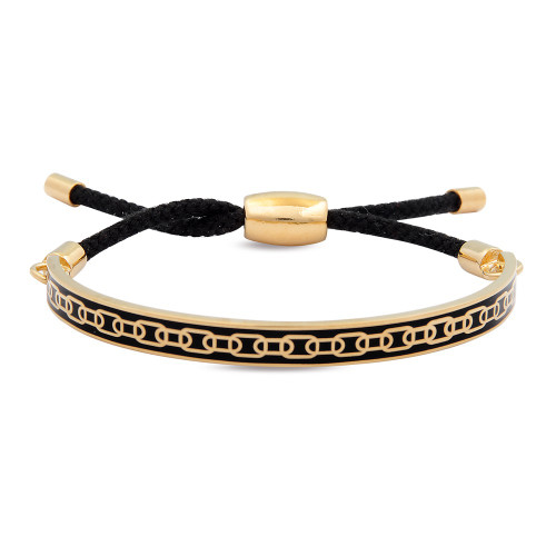Halcyon Days Friendship Skinny Chain Black Gold Hinged Bangle