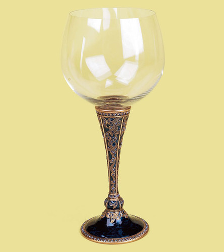 Edgar Berebi Brussels Water Wine Champagne Stem Midnight Blue Sapphire Goldplate