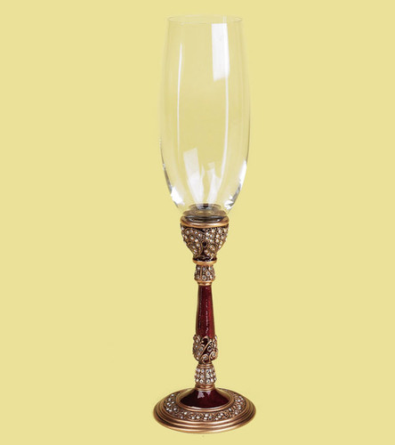 Edgar Berebi Milan Water Wine Champagne Stem Gold Plate Garnet