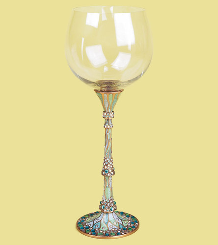 Edgar Berebi Catalina Celadon Pearl Teal Water Wine Champagne Gold Plate Stem
