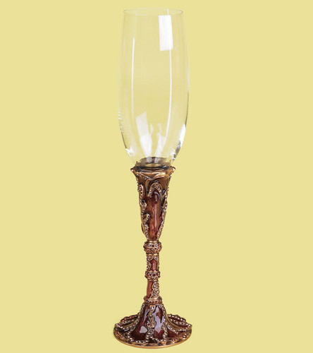 Edgar Berebi Geneva Tiger Lily Smoke Crystals Gold Plate Wine Water Champagne Stem