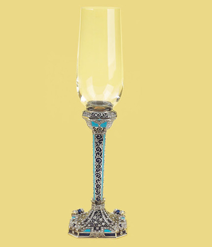 Edgar Berebi Costa Azul Sapphire Silver Plate Wine Water Champagne Stem
