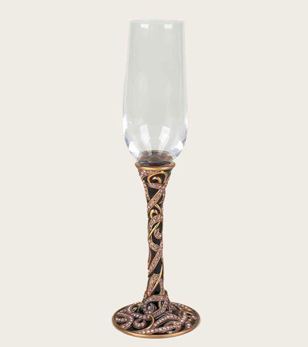 Edgar Berebi Gilda Jet Silk Gold Plate Wine Water Champagne Flute Stem