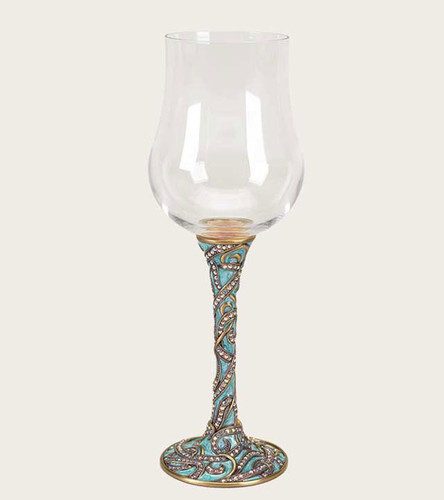 Edgar Berebi Gilda Elegant Teal Brass Wine Water Champagne Flute Stem