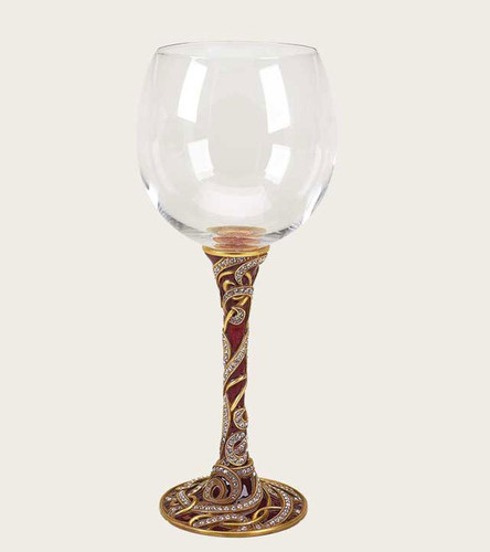 Edgar Berebi Gilda Garnet Clear Florentine Wine Water Champagne Flute Stem Gold Plate