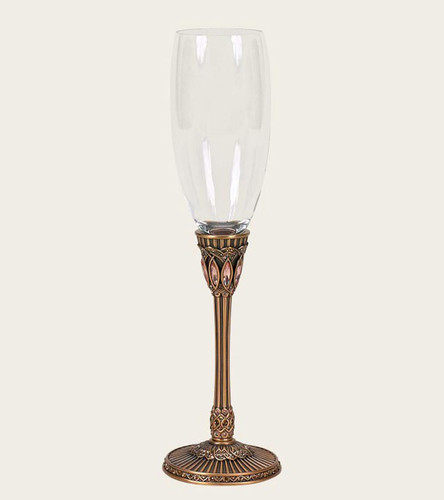 Edgar Berebi Genoa Topaz Peach Crystal Gold Plate Water Wine Champagne Stem