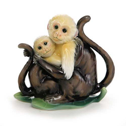 Franz Porcelain Jungle Fun Monkey Figurine Mother & Daughter FZ02013B