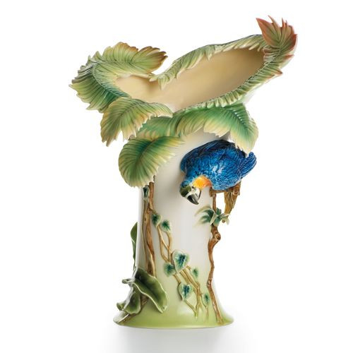Franz Porcelain Rain Forest Parrot Vase (Limited Edition 2,000) FZ00829