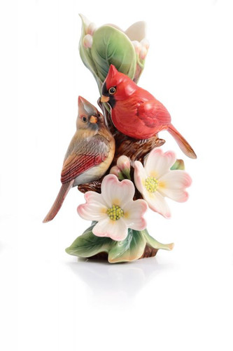 Franz Porcelain Tender Affection Cardinals and Dogwood Small Vase FZ02934