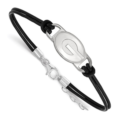 University of Georgia Leather Bracelet Small Center Sterling Silver SS023UGA-7