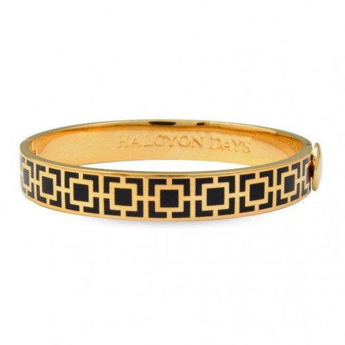 Halcyon Days 10Mm Mosaic Bangle Bracelet Black Gold