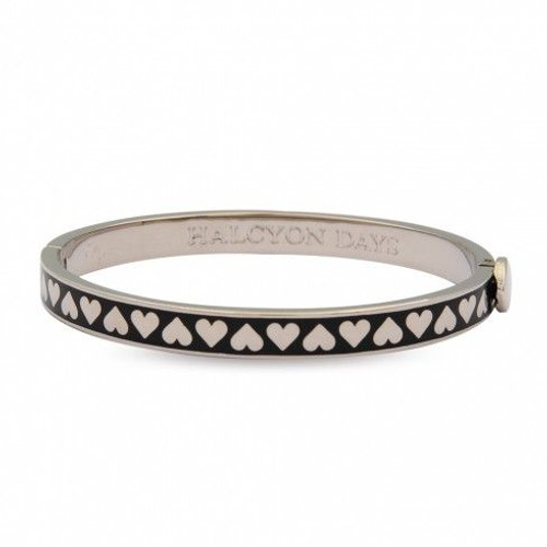 Halcyon Days 6Mm Skinny Heart Black Palladium Bangle Bracelet