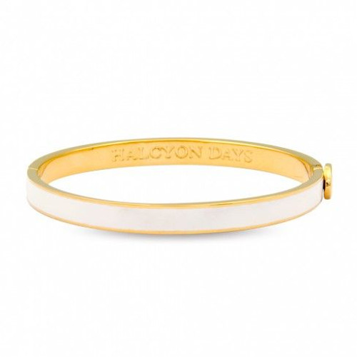 Halcyon Days 6Mm Skinny Plain Bangle Bracelet Cream Gold