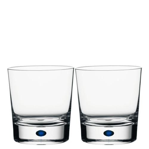 Orrefors Intermezzo Blue Double Old Fashion Pair