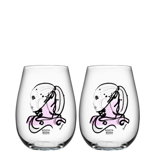 Kosta Boda All About You Tumbler 2 Pack Love You Pink