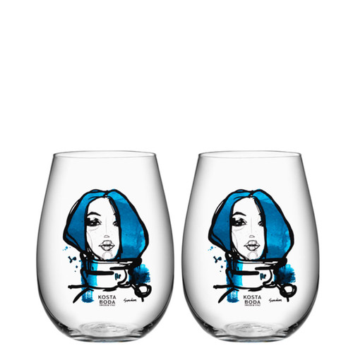 Kosta Boda All About You Tumbler 2 Pack Miss You Blue